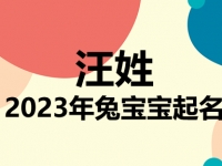 汪姓兔宝宝男孩女孩取名大全2023年